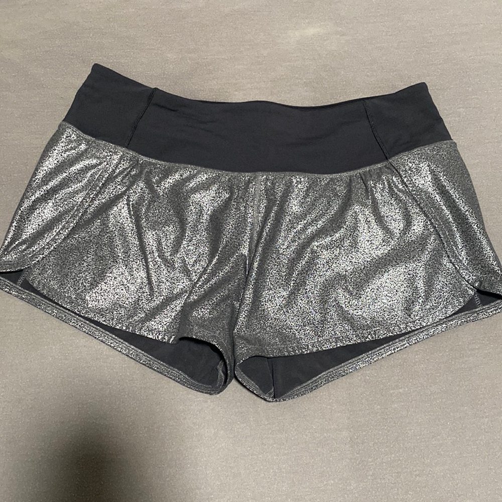lululemon athletica Black and Silver Athletic Shorts